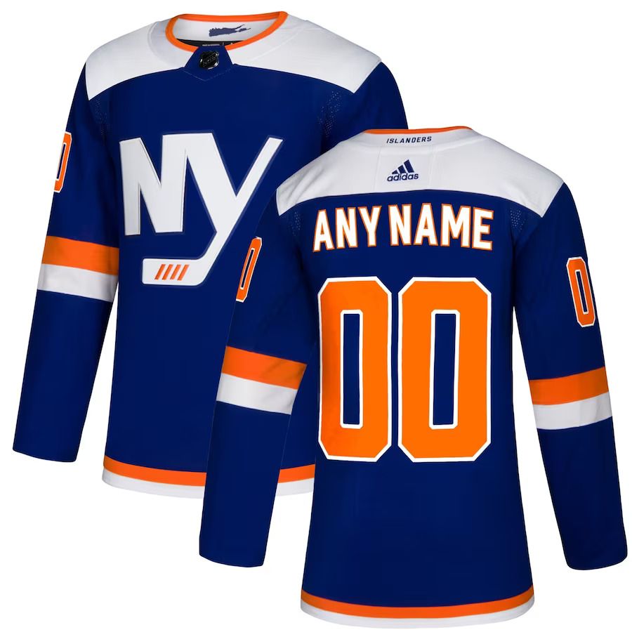 Men New York Islanders adidas Blue Alternate Authentic Custom NHL Jersey